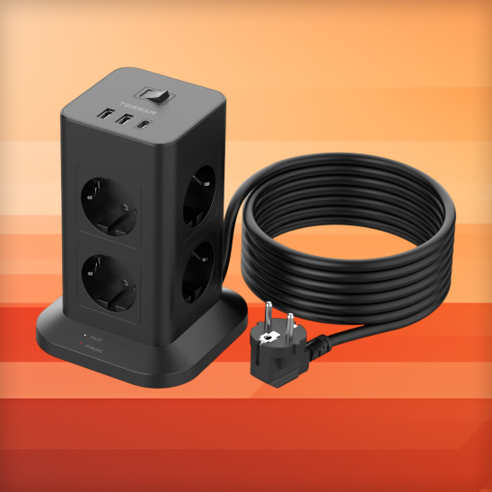 Wieżowa listwa zasilająca TESSAN z 8 gniazdami i USB-C za 119,19 zł w Amazon PL